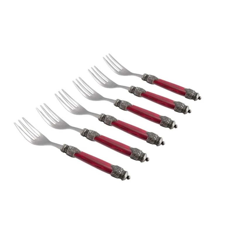 Compra Adesso Forchettine da Dolce set da 6 pezzi ARIANNA in acciaio inox 18/10 manico in plexiglas effetto madreperlato 2,5 mm colorato BORDEAUX Rivadossi