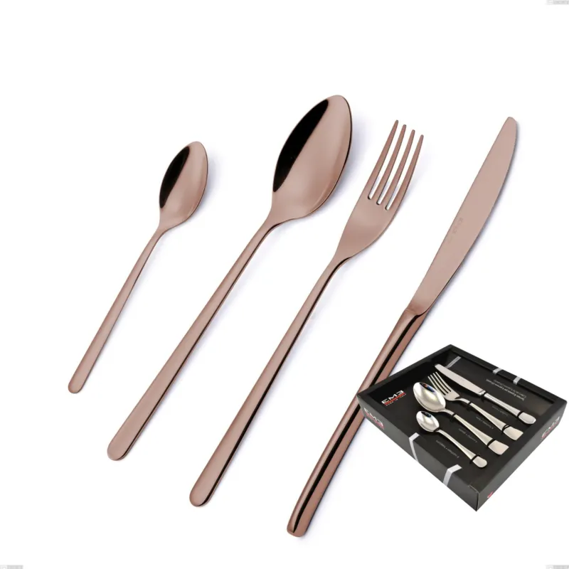 Servizio Posate VENICE COPPER BRONZE 24 pezzi acciaio inox 18/10 AISI304 spessore 4.0 mm in confezione Eme Posaterie Prezzo Ridotto