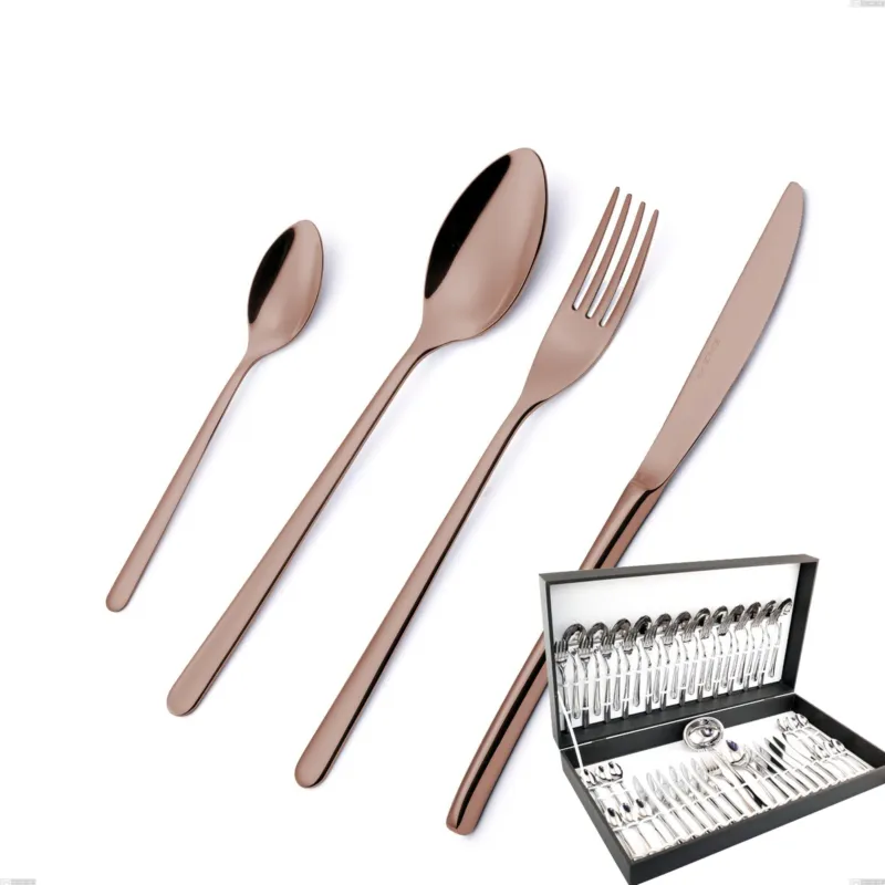 Servizio Posate VENICE COPPER BRONZE 51 pezzi acciaio inox 18/10 AISI304 spessore 4.0 mm in Astuccio Eme Posaterie Occasione