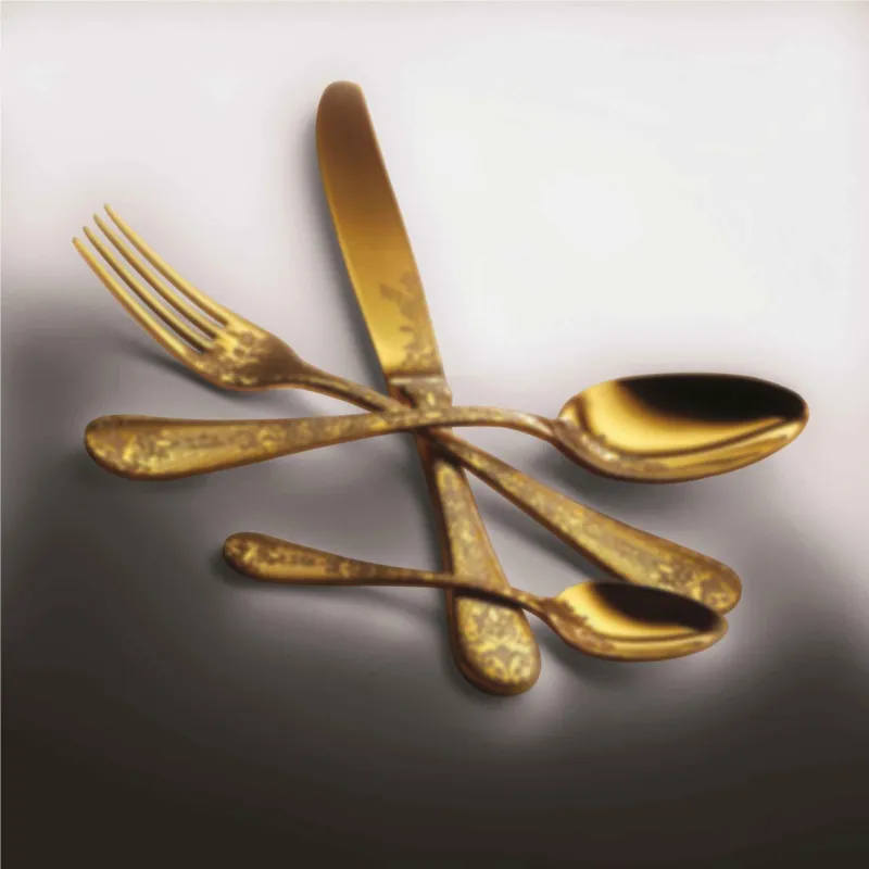 Acquista Ora Servizio 20 pezzi casablanca ice oro in Acciaio Inossidabile, colore Oro Satinato, Lavorazione della supperficie con impiantazione di Titanio PVD MEPRA S.p.a.
