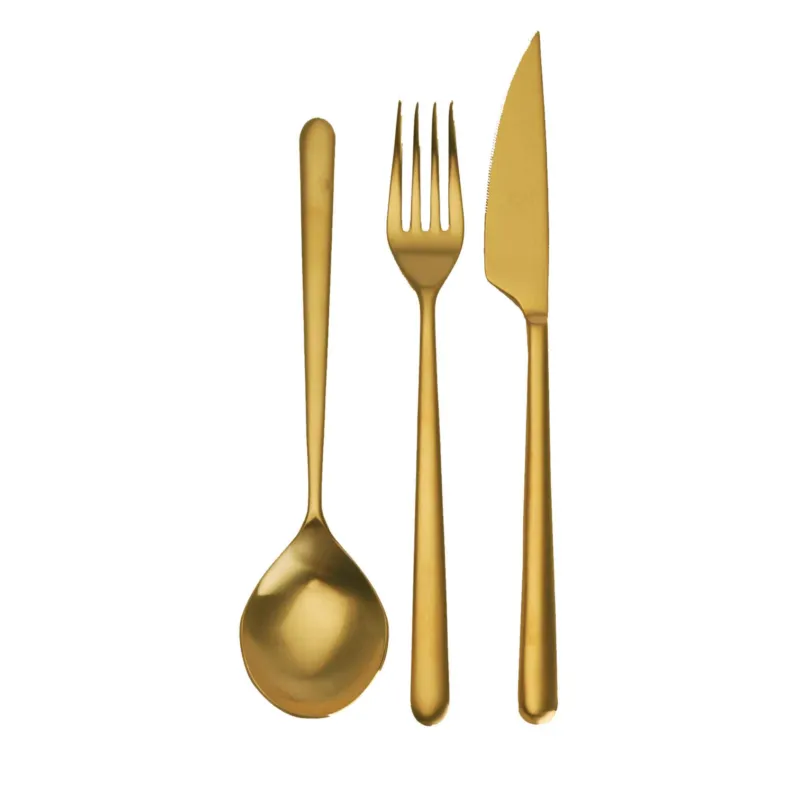 Compra Oggi Stesso Servizio 151 pezzi linea "ice oro" in Acciaio Inossidabile, colore Oro Satinato, Lavorazione della supperficie con impiantazione di Titanio PVD MEPRA S.p.a.