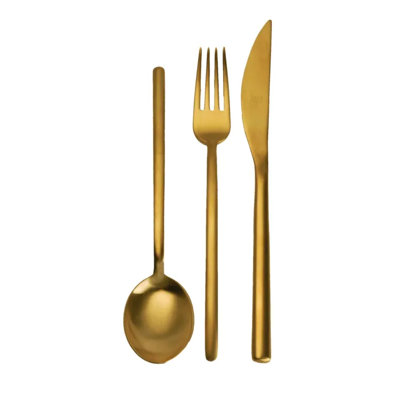 Consegna Rapida Servizio 30 pz dolce due "ice oro" in Acciaio Inossidabile, colore Oro Satinato, Lavorazione della supperficie con impiantazione di Titanio PVD MEPRA S.p.a.