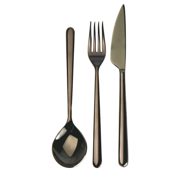 Compra Online Servizio 99 pezzi linea "oro nero" in Acciaio Inossidabile, colore Canna di Fucile, Lavorazione della supperficie con impiantazione di Titanio PVD MEPRA S.p.a.