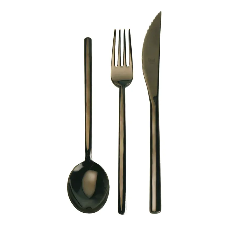 Compra Online Servizio 113/s pezzi Due "Oro Nero" in Acciaio Inossidabile, colore Canna di Fucile, Lavorazione della supperficie con impiantazione di Titanio PVD MEPRA S.p.a.