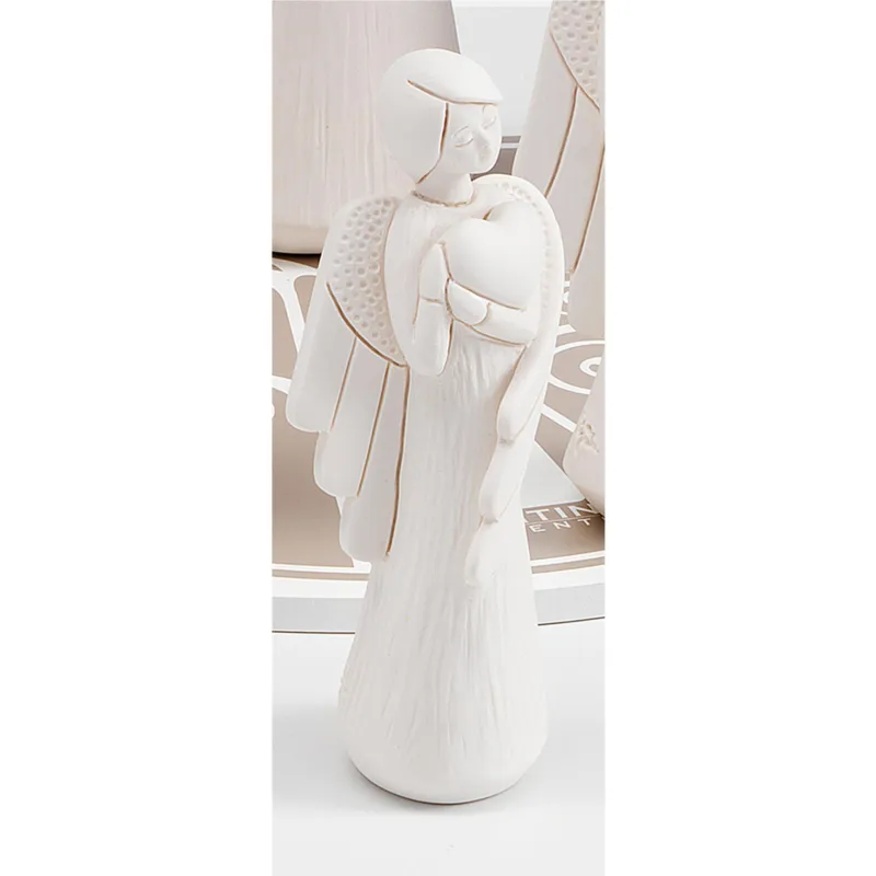 Prezzo Ridotto Angelo in resina colore bianco luna, con decoro Cuore h 12 cm in scatola regalo, ideale per uso bomboniera Fantin Argenti