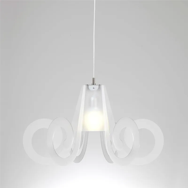 Lampada a sospensione in Cristallo acrilico RICCIOLO Ø75xh43 cm da soffitto con 5 riccioli in metacrilato Colore Satinato Emporium Occasione Imperdibile