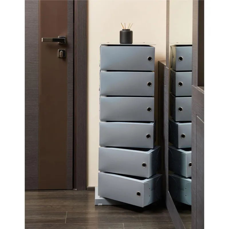Scarpiera Cassettiera Multiuso in Polypropylene FLUIDA Grigio Dimensioni 41x25.5xh104 cm contenitore 6 Cassetti Emporium Super Prezzo