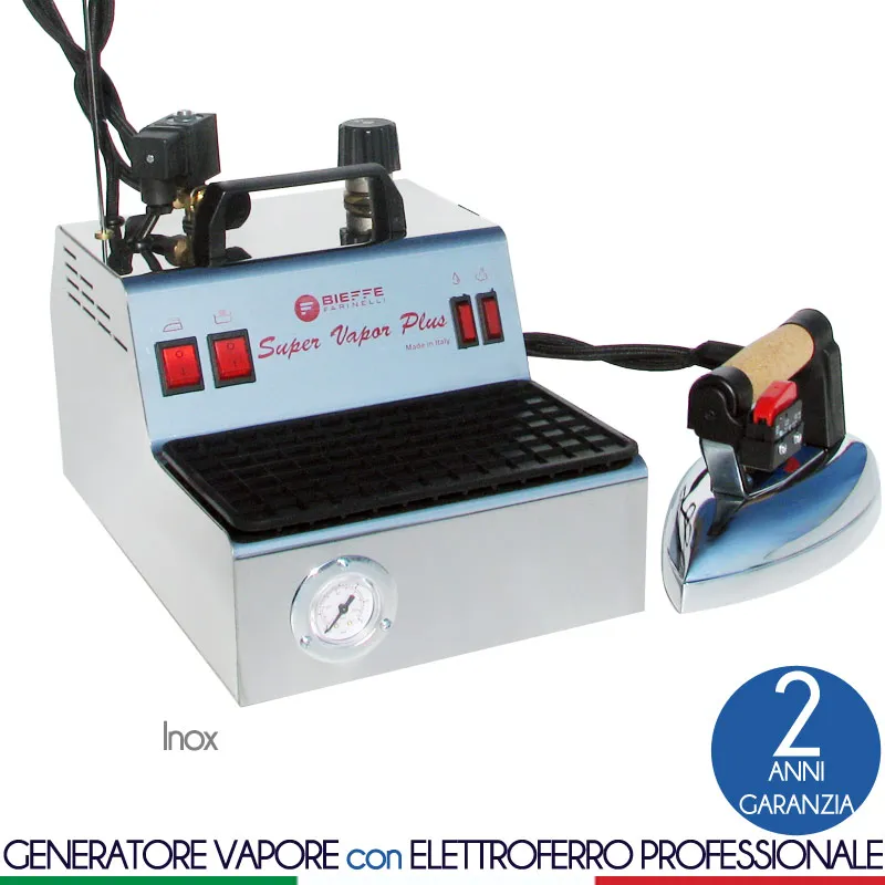 Stirella Super Vapor Plus 2,4 Lt dotata di Manometro di Pressione ed elettro valvola esterna Plus Ferro professionale carcassa Inox Bieffe Srl Economico