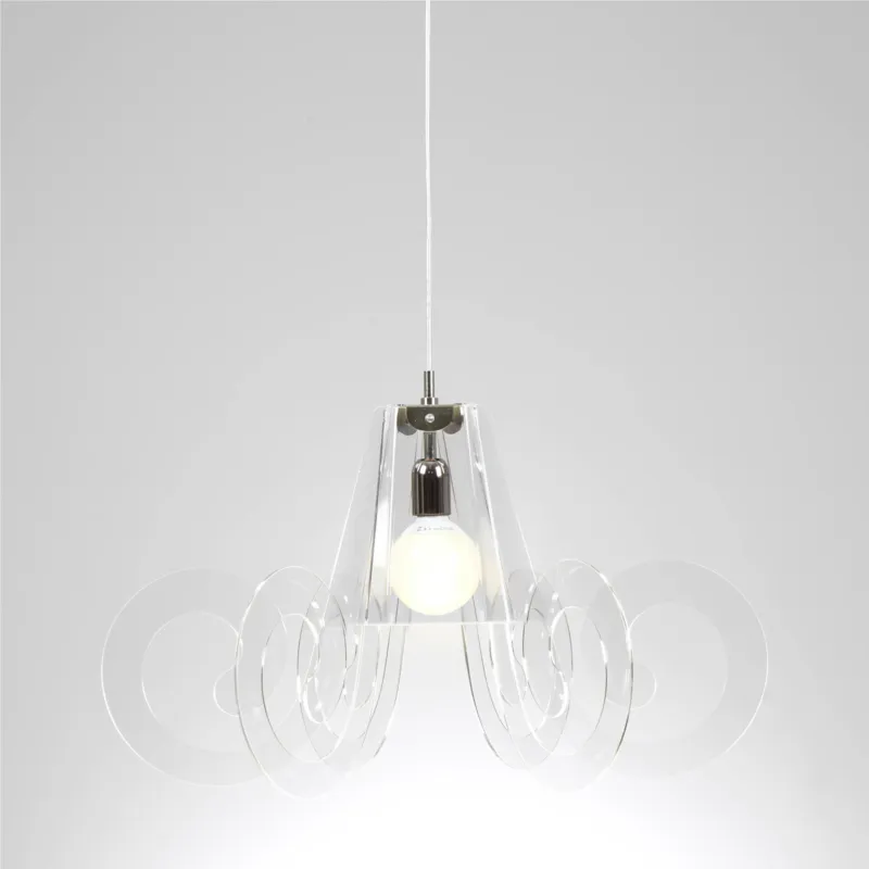 Vendita Finale Lampada a sospensione RICCIOLO Ø75xh43 cm da soffitto con 5 riccioli in metacrilato Colore Trasparente Emporium