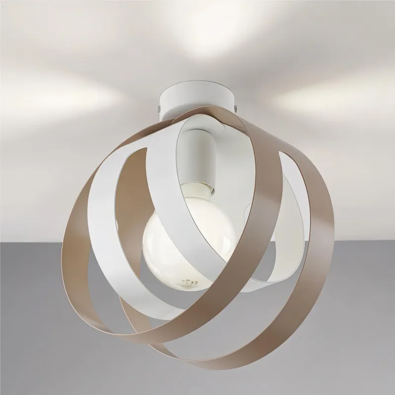 Solo Oggi Plafoniera con diffusore taglio laser in ferro laccato bianco e tortora 1 luce TOBIAS Dimensioni 26x h28 cm - MAX 133 1 x E27 - 55 Watt Max, colore Bianco Tortora Be Light