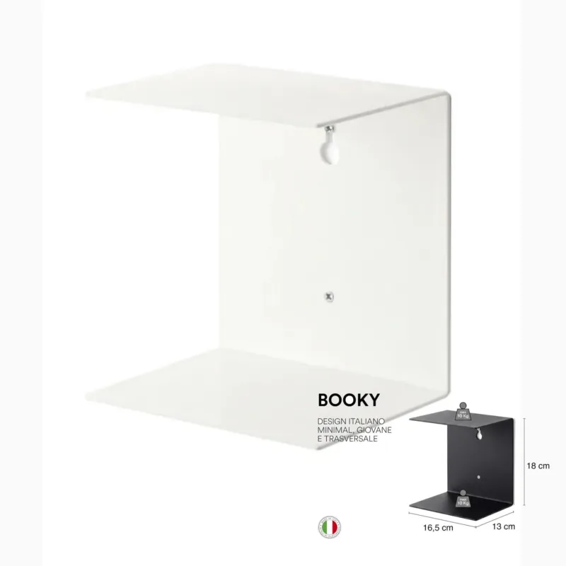Compra Online Mensola da muro a scomparsa componibile BOOKY in Metallo Dimensioni 16,5x13 x h 18 cm cm verniciato a polvere colore bianco D-segno Home Office