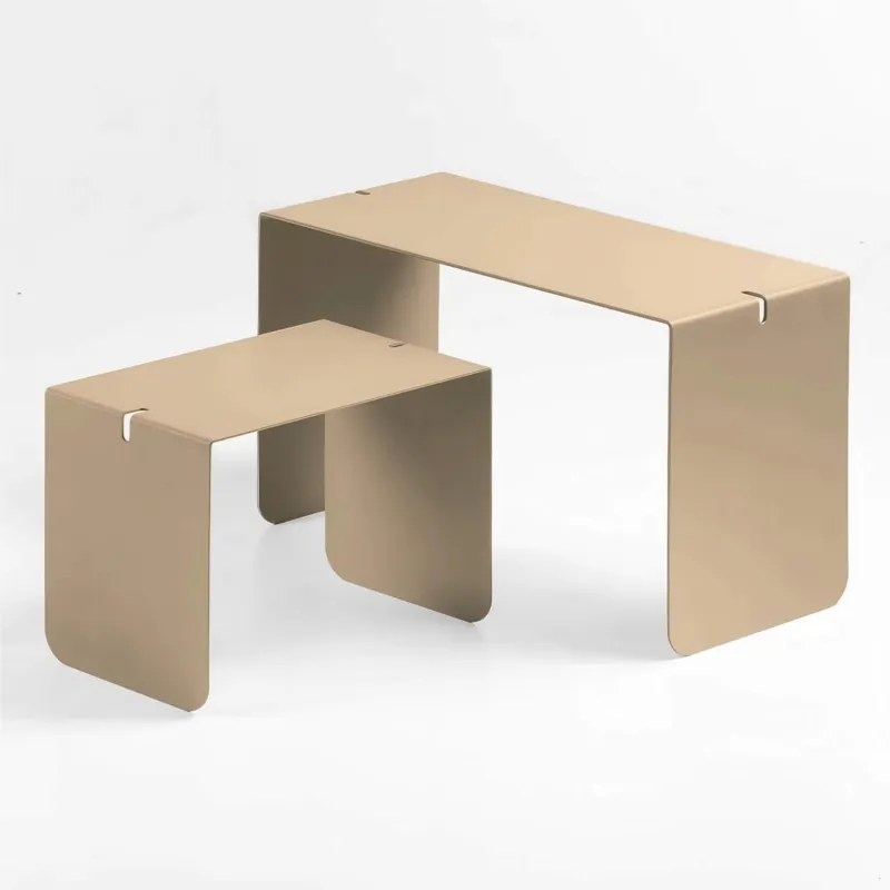Esclusivo Sidetable in metallo DOUBLE 60, Dimensioni 30x38xh 60 cm - Peso 3,5 kg che può essere utilizzato sia come tavolino di servizio lato divano sia come semplice comodino Beige RAL1019 D-segno Home Office