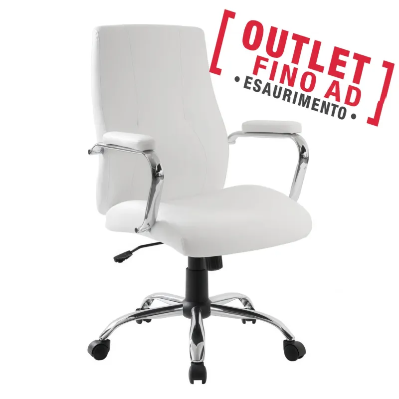 Novità Poltrona direzionale con braccioli, New York PU Bianco Dimensioni 58x64xh101 cm Max 111 , per casa ed ufficio Colore Bianco Archimede System