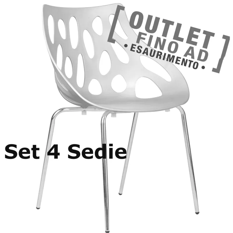 Compra Adesso Sedia Direzionale in polipropilene (SET 4 PEZZI) con Telaio di Acciaio Dimensioni 57,5x52,5x h 80 cm - peso 8,5 kg colore Bianco Archimede System