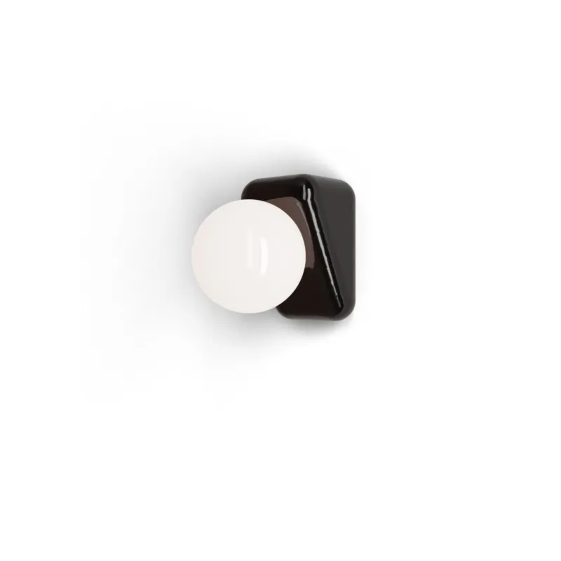 Applique, o Lampada da Tavolo decorata a mano FLIPER Diametro15x9,5x h 15 cm peso 0,64 kg - 1x max 33W G9 Ceramica, Smalto nero Ferroluce Popolare