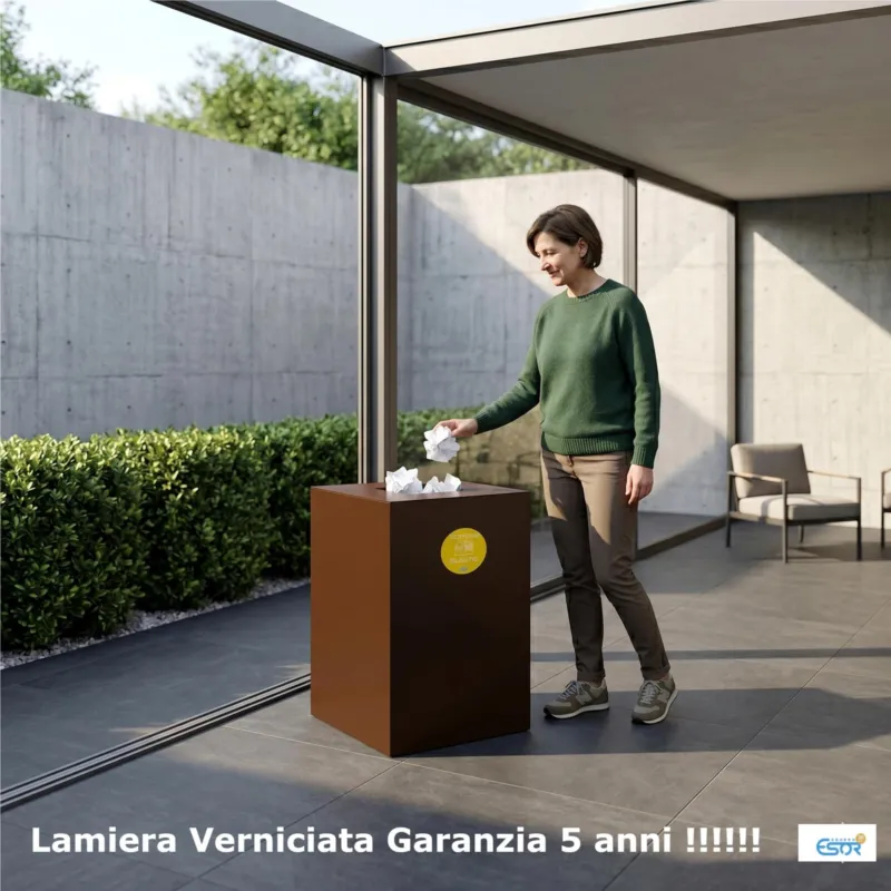 Più Venduto Mobiletto per raccolta differenziata in acciaio 1 scomparti da 100L Dimensioni 45x50xh 80 cm 1 scomparti da 100 litri totali, 4 Etichette colore Corten Escelsior