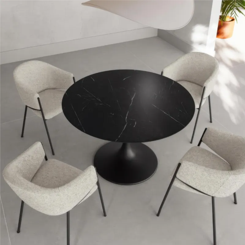 Consegna Rapida Tavolo Rotondo in Ceramica opaca, Struttura in Metallo SIDE Diametro 120 x h76 cm-Base 60 cm Peso 56,6 kg Fino a 4 persone colore nero Stones Srl