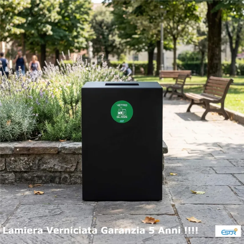 Pattumiera, Mobiletto per raccolta differenziata in acciaio 1 scomparti da 100L Dimensioni 50x45xh 80 cm-Peso kg 16, 1 scomparti da 100 litri totali, 4 Etichette colore Antracite Escelsior Consegna Rapida