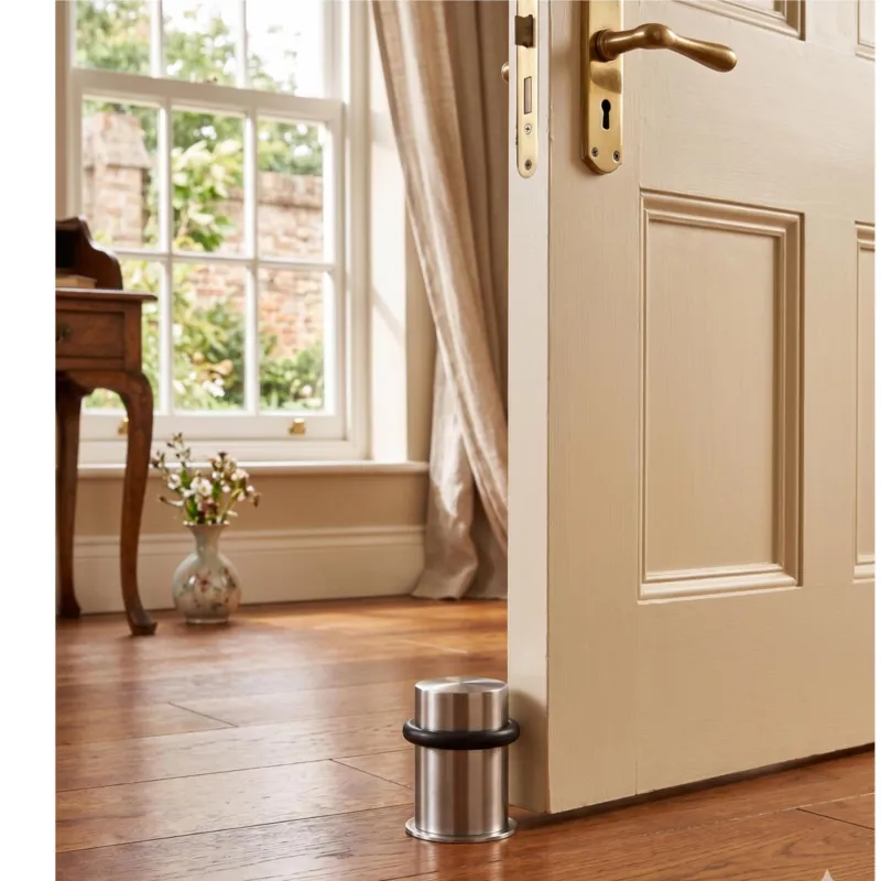 Fermaporta da terra dimensioni Ø 3,7 x h 4,5 cm Grand Hotel Acciaio inox Lucido con gomma IBB 1974 Non Perdere