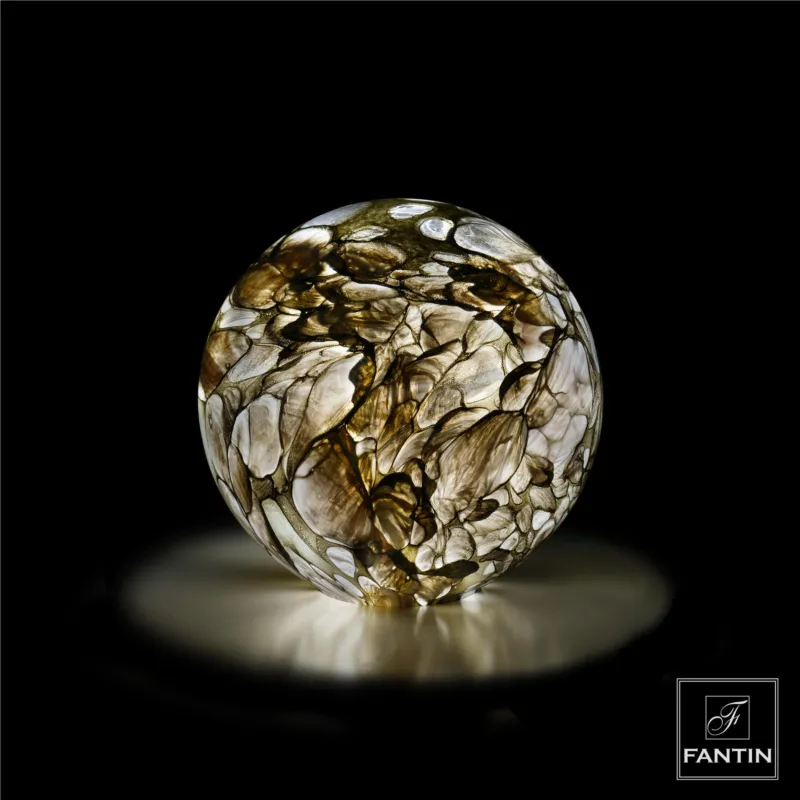 LAMPADA VETRO SFERA In Vetro MARMOREO CM. Ø23,5xH22,5 A batterie colore Marmoreo in scatola regalo Fantin Argenti Ultima Occasione
