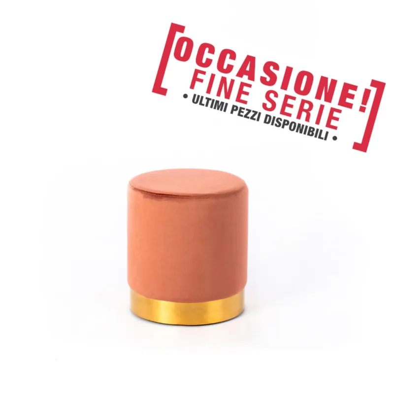 POUFF In Velluto con fascia dorata design Cilindrico Dimensioni 36x h40 cm colore Arancio Stones Srl Compra Adesso
