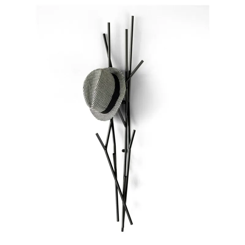 Miglior Prezzo Appendiabiti in Metallo da Muro LATVA WALL diametro 22x14xh 104 cm in Metallo verniciato con polveri epossidiche colore JET BLACK RAL 9005 Covo Design