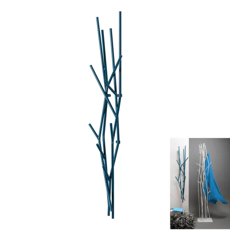 Prezzo Conveniente Appendiabiti in Metallo da Muro LATVA WALL diametro 22x14xh 104 cm in Metallo verniciato con polveri epossidiche colore OCEAN BLUE RAL 5020 Covo Design