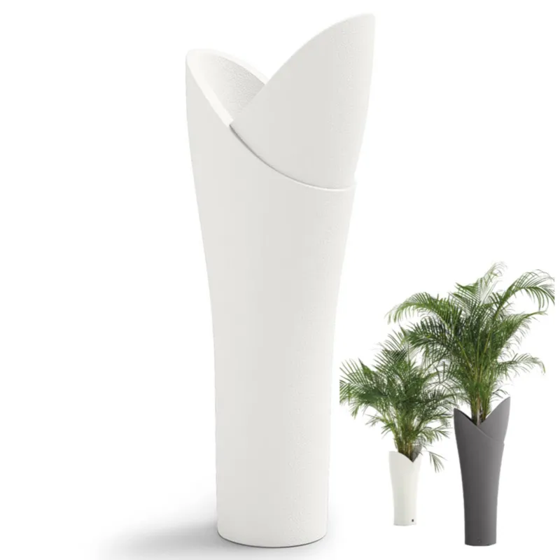Vaso a colonna per piante Fiorite a cascata ASSIA Dimensioni 56x40x h 140 cm - Peso 9 Kg, Stile vivace e moderno colore Bianco Lyxo Design Offerta Speciale