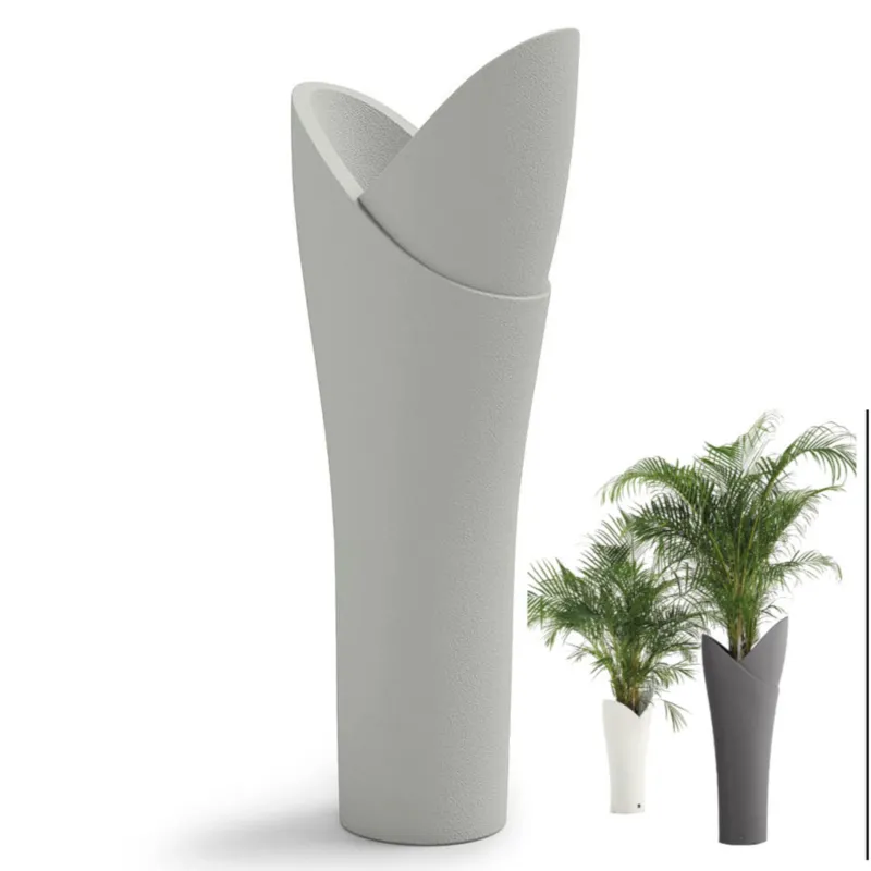 Affare Vaso a colonna per piante Fiorite a cascata ASSIA Dimensioni 56x40x h 119 cm - Peso 6 Kg, Stile vivace e moderno colore Argento Lyxo Design