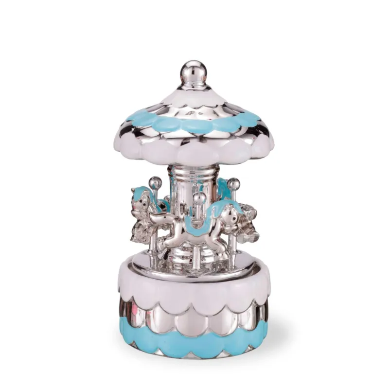 Giostra con carillon e Stella Azzurra in resina argentata per nascite e battesimi diametro 8,5x h 16 cm colore Azzurro Fantin Argenti Prezzo Scontato