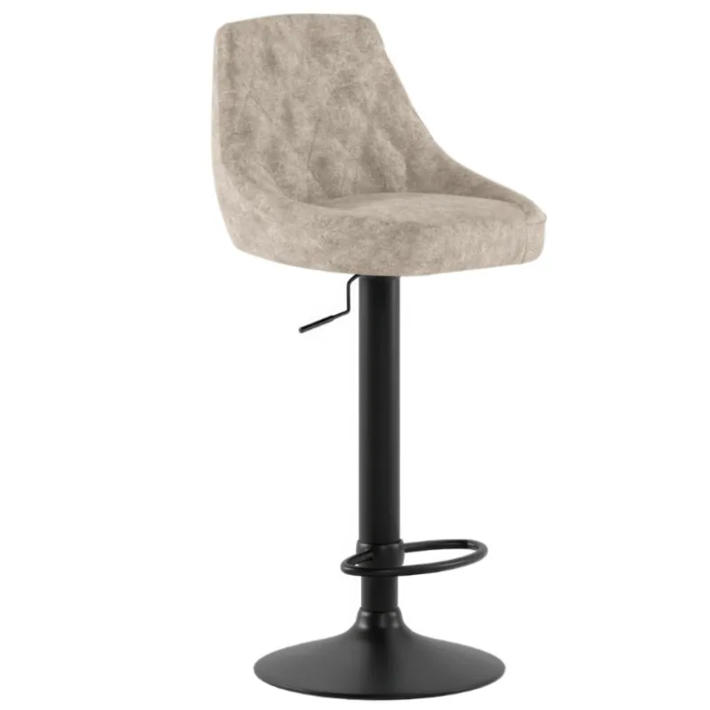 Sgabello in Metallo Verniciato , Alzata a GAS seduta e Schienale in Microfibra MAX Materiale Microfibra e Metallo dimensioni 45x50x h84 max 100 cm, color Beige Stones Srl Prezzo Di Fabbrica