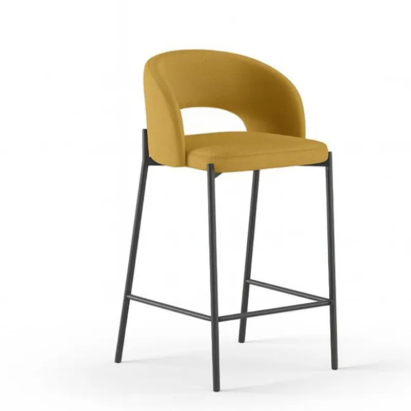 Offerta Del Giorno Sgabello in Metallo e rivestimento in tessuto GRETA Dimensioni52x 50x h 98 cm -Peso 3,0 kg cm Stile Moderno colore Giallo Stones Srl