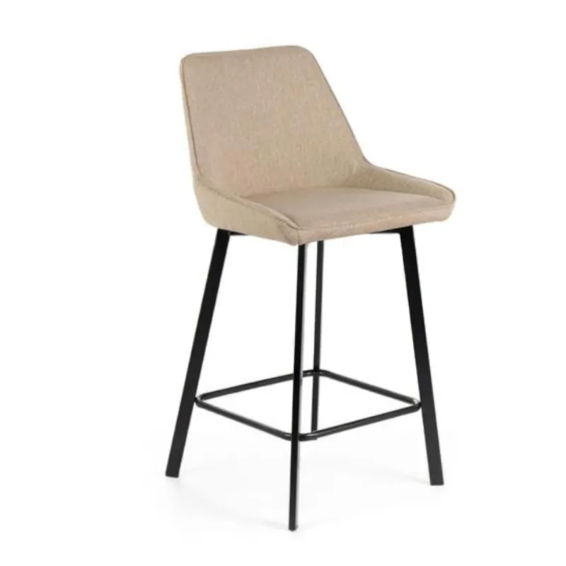 Sgabello in Metallo rivestito in con Poggia piedi FOX Dimensioni 44x 50x h 94 cm -Peso 6,5 kg cm tessuto Easy-Clean Beige Stones Srl Scelto Dai Clienti