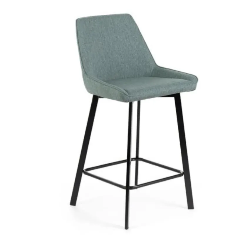Prezzo Basso Sgabello in Metallo rivestito in con Poggia piedi FOX Dimensioni 44x 50x h 94 cm -Peso 6,5 kg cm tessuto Easy-Clean acquamarina Stones Srl