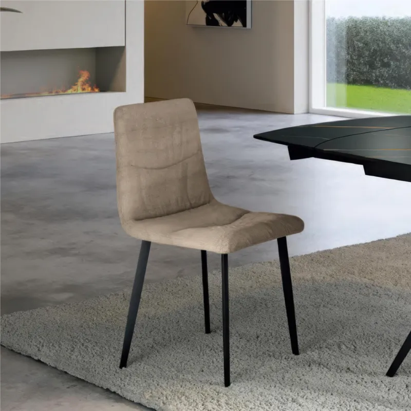 Saldi Sedia In Tessuto Easy Clean telaio metallo Modello ARIEL Dimensioni 45x55x h 87,5 cm - Peso 4,6 comfort assoluto colore Beige Stones Srl
