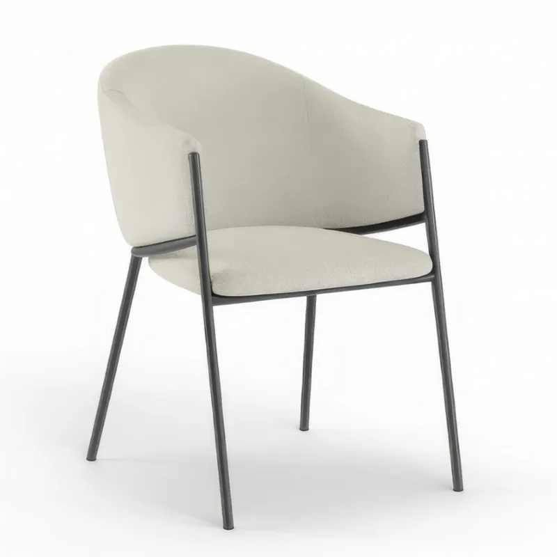 Sedia rivestita in tessuto Rivestita Easy-Clean Modello Medea Gambe in metallo verniciato 53x 60x h78 cm colore colore Avorio Stones Srl Compra Online