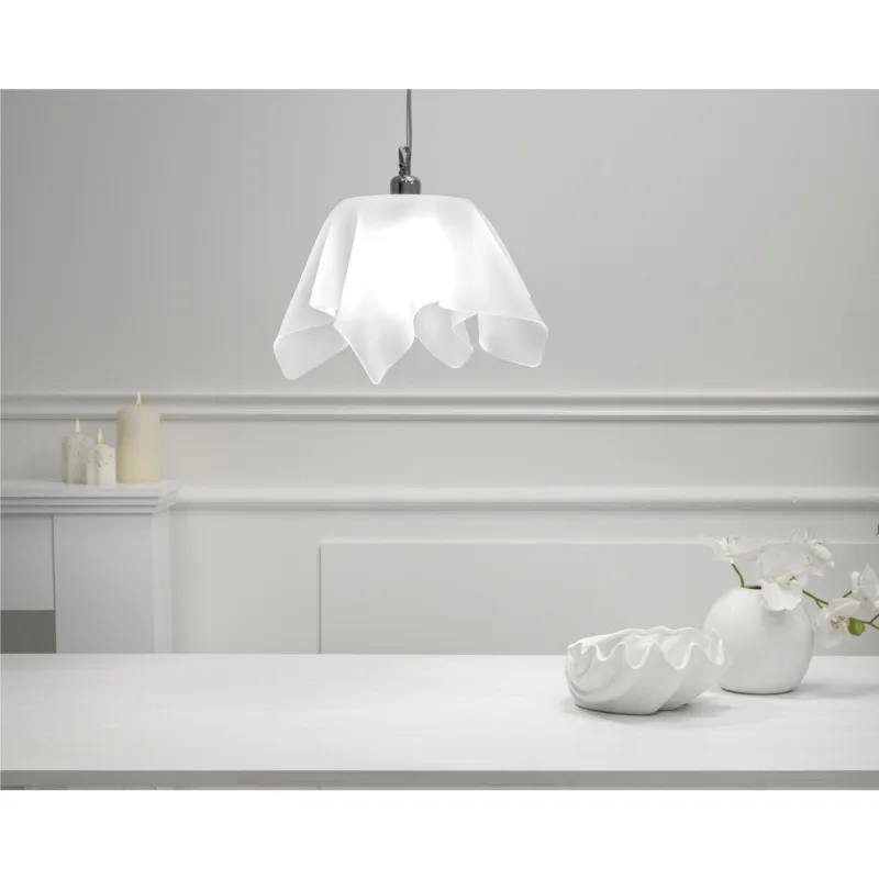 Sospensione in Plexiglass DRAPPEGGI Trasparente Dimensioni Ø36x h 34 cm - 2,5 kg Colore Bianco Satinato IPlex Design Prezzo Ridotto