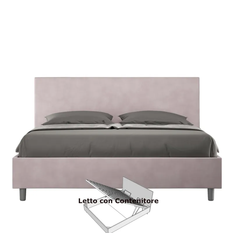 Economico Letto matrimoniale con contenitore ADELE con testata e Letto imbottiti, rivestimento in Microfibra dimensioni 160x190 cm colore Glicine ITYHOME