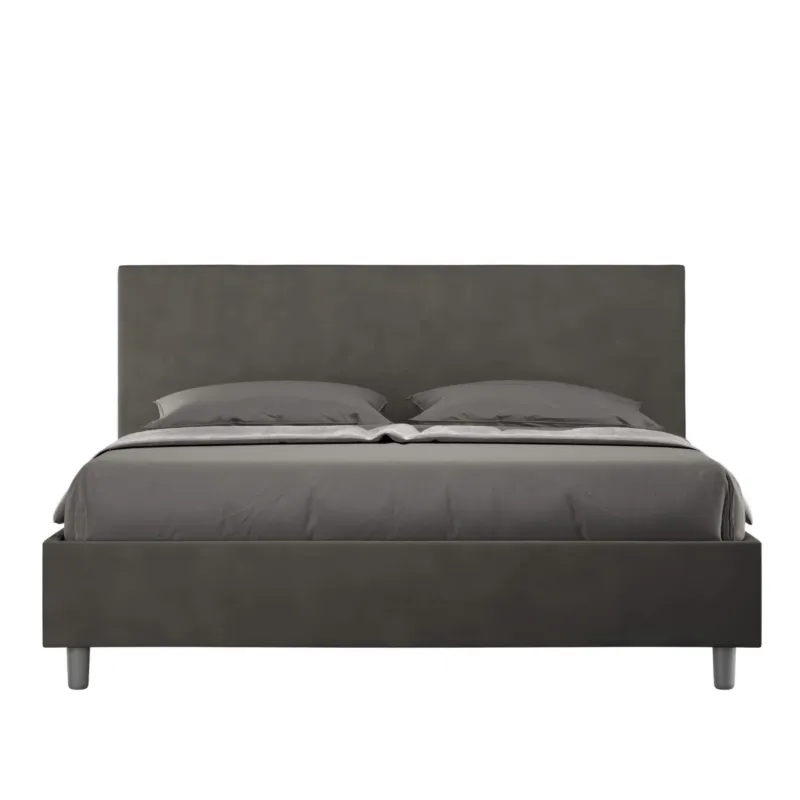 Compra Online Letto matrimoniale ADELE con testata e Letto imbottiti, rivestimento in Microfibra dimensioni 160x190 cm Spessore Testata 3 cm effetto trapuntato colore Grigio ITYHOME