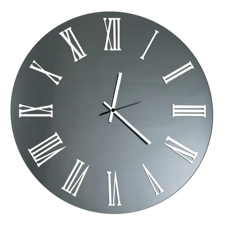 Orologio Da Muro 60 cm Struttura, è uno specchio Nero Fume‘ SIRIO SMALL Diametro 45 cm lancette in metallo numeri colore Bianco a rilievo , l‘orologio specchio Ceart A Buon Prezzo