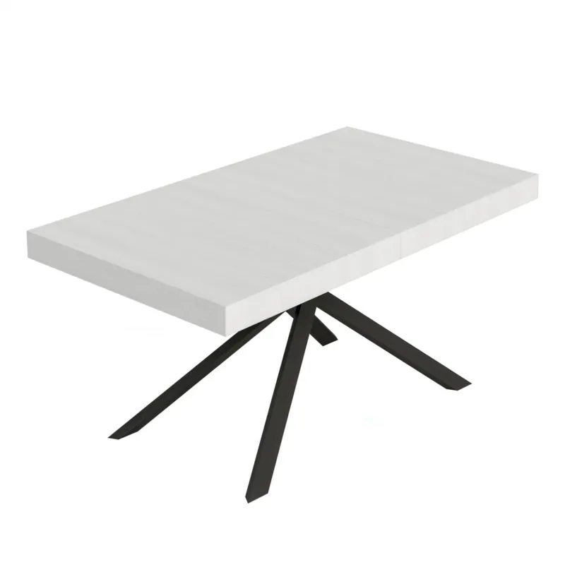 Tavolo Allungabile 160 cm con 5 allunghe NIKET Dimensioni 90x160xh77 cm estensibile fino a 420 cm Allunghe da 52 cm, gambe Antracite Tavolo colore Bianco Frassino Itamoby Saldi
