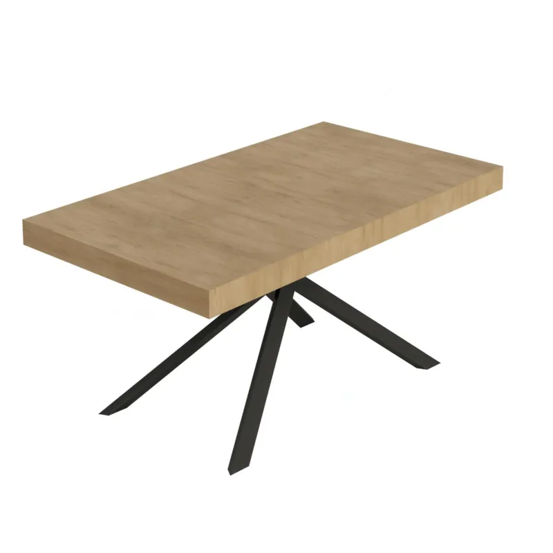 Tavolo Allungabile 160 cm con 5 allunghe NIKET Dimensioni 90x160xh77 cm estensibile fino a 420 cm Allunghe da 52 cm, gambe Antracite Tavolo colore Quercia natura Itamoby Offerta