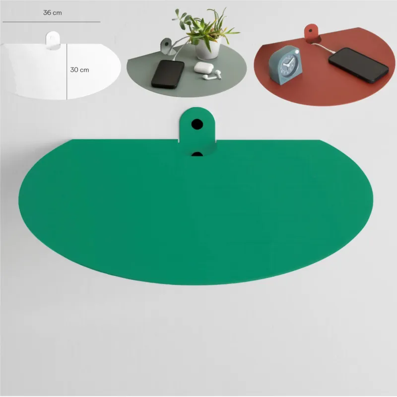 Mensola in metallo, Comodino, POINT BIG mensola in metallo da muro Dimensioni 36x30x h 5 cm Portata massima 10 kg in acciaio verniciato Verde Smeraldo D-segno Home Office Promozione Esclusiva
