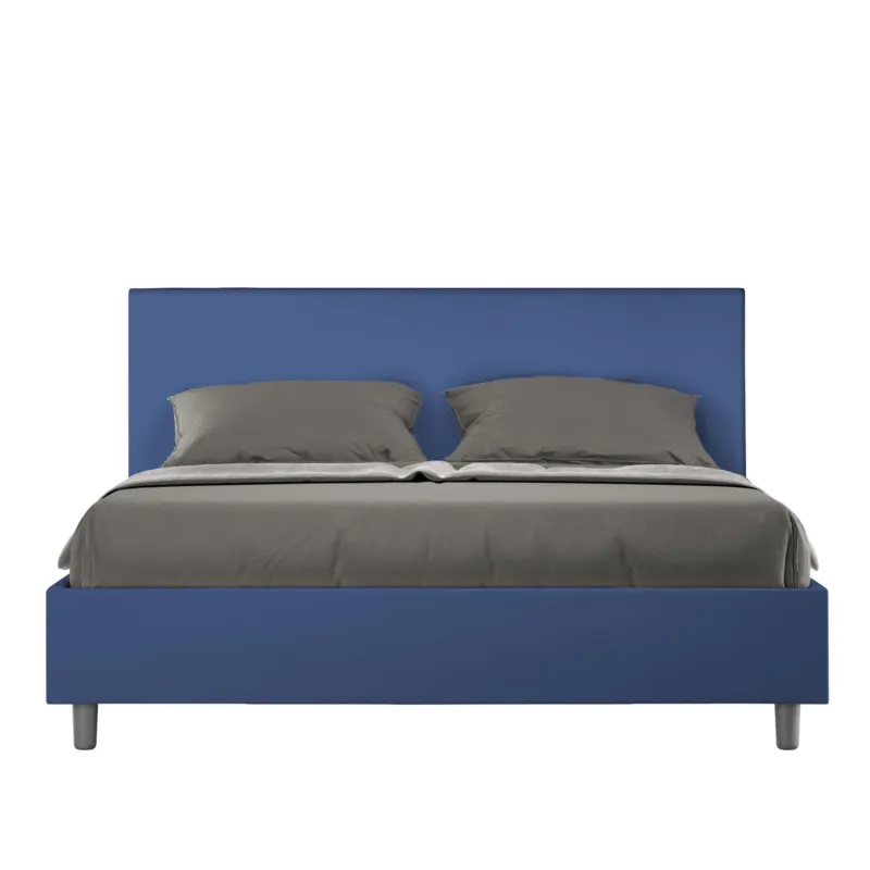Letto matrimoniale ADELE con testata e Letto imbottiti, rivestimento in similpelle 160x190 cm effetto trapuntato blu ITYHOME Direttamente Dal Produttore