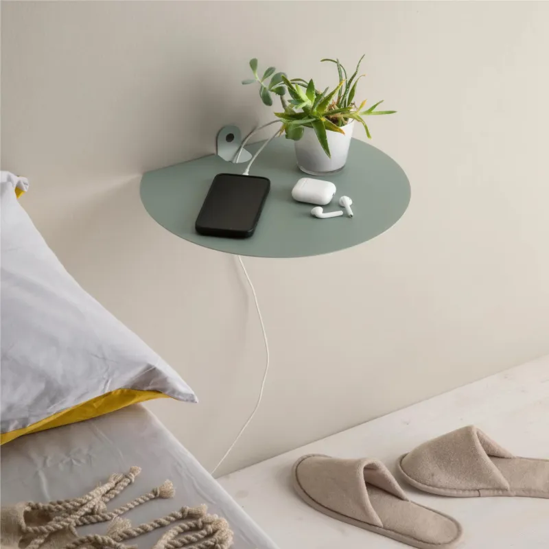Mensola in metallo, Comodino, POINT mensola in metallo da muro Dimensioni 28x22x h 5 cm Portata massima 10 kg in acciaio verniciato Verde Eucalipto RAL 150 60 10 D-segno Home Office Ultimissimo Modello