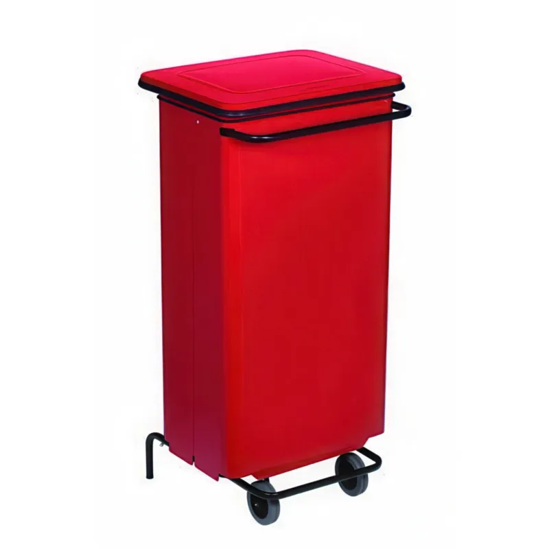Nuova Collezione Pattumiera contenitore con Ruote Mobile Rettangola Continox 48x50xh 100 - Litri 110 peso 14 kg Verniciatura con polveri epossidiche colore Rosso Medialinternational