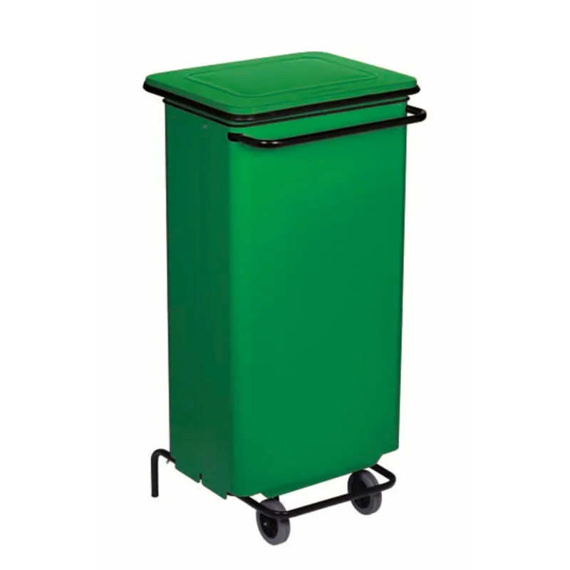 Pattumiera contenitore con Ruote Mobile Rettangola Continox 48x50xh 100 - Litri 110 peso 14 kg Verniciatura con polveri epossidiche colore Verde Medialinternational Bestseller
