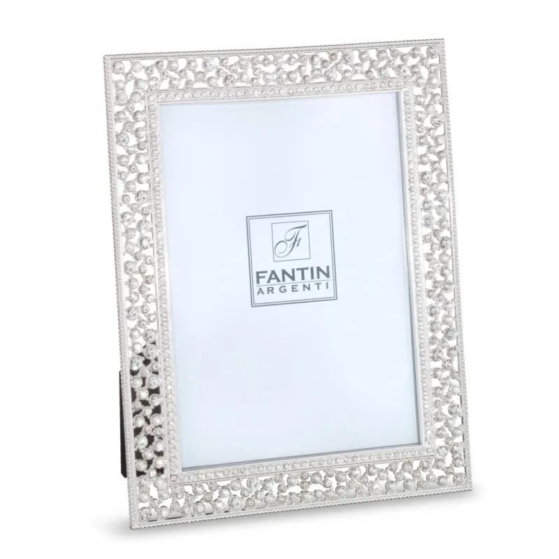 Economico Portafoto Argentato con FIORI E STASS PER FOTO 10x15 cm Stile classico argento Fantin Argenti