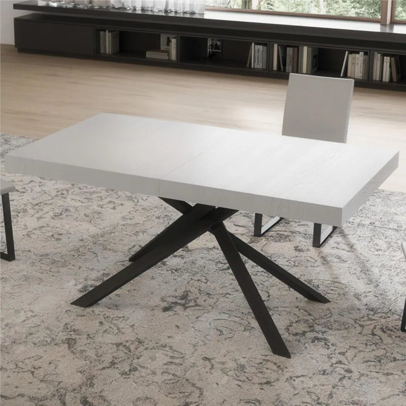 Soddisfatti O Rimborsati Tavolo Allungabile 160 cm con 2 allunghe NIKET Dimensioni 80x160xh77 cm estensibile fino a 244 cm Allunghe da 52 cm, gambe Antracite Tavolo colore Bianco Antracite Itamoby