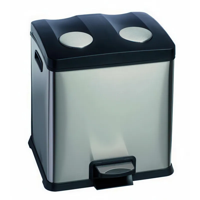 Pattumiera a Pedale per la raccolta differenziata MULTIFLUX 24 con 4x12 Lt Dimensioni 41x44x h 48 cm - peso 5,8 kg garanzia 10 anni inox satinato anti-traccia Medialinternational Reso Gratuito